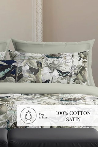 Funda de almohada de satén de algodón 80 hilos/cm² Uni - Verde tila
