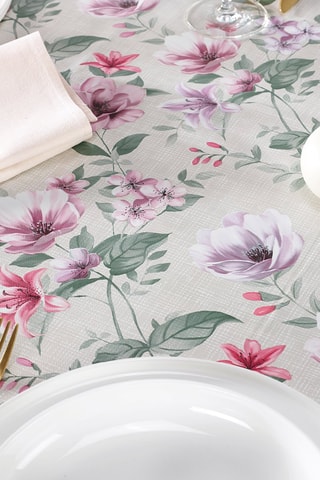 Mantel resinado antimanchas Eclosion de fleurs - Gris