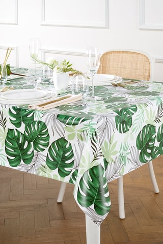 Mantel antimanchas Exotica - Verde y blanco