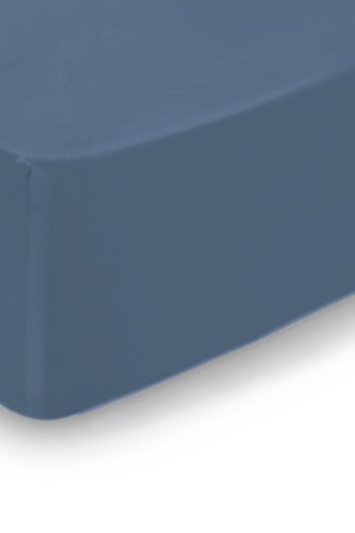 Sábana bajera de satén de algodón 79 hilos/cm² - Azul oscuro