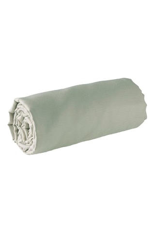 Sábana bajera de satén de algodón 80 hilos/cm² Liso - Verde claro