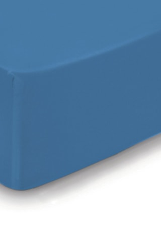 Sábana bajera de satén de algodón 79 hilos/cm² - Azul