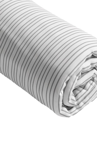 Sábana bajera de satén de algodón 80 hilos/cm² Louisa - Blanco y gris