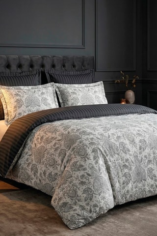 2 fundas de almohada de satén de algodón 80 hilos/cm² Fleur de prestige - Negro