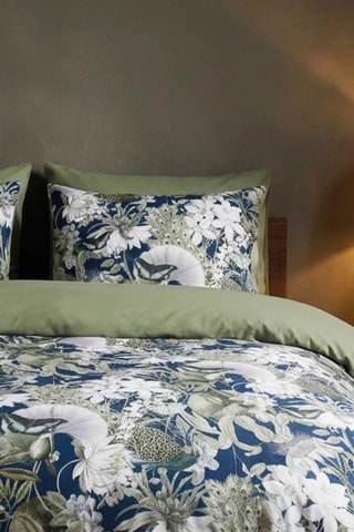 2 fundas de almohada de satén de algodón 80 hilos/cm² Jardin Orné - Verde