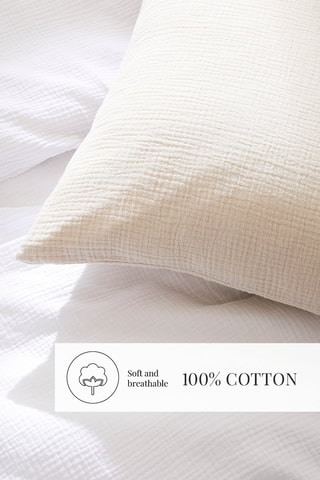  2 fundas de almohada de gasa de algodón 85 hilos/cm² Uni - Blanco - 50 x 70 cm