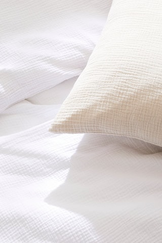  2 fundas de almohada de gasa de algodón 85 hilos/cm² Uni - Blanco - 50 x 70 cm