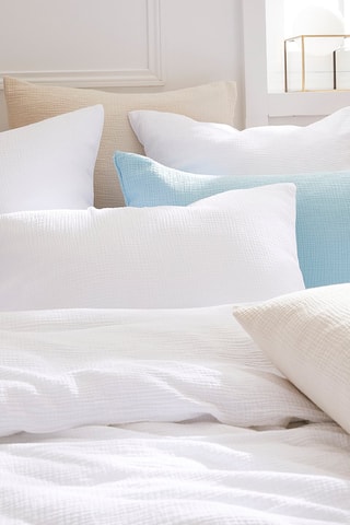  2 fundas de almohada de gasa de algodón 85 hilos/cm² Uni - Blanco - 50 x 70 cm
