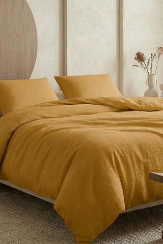 2 fundas de almohada de gasa de algodón 85 hilos/cm² - Amarillo