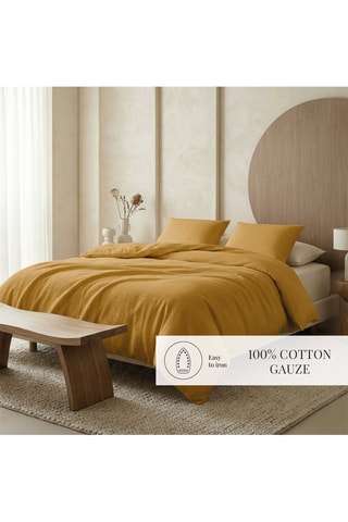 2 fundas de almohada de gasa de algodón 85 hilos/cm² - Amarillo