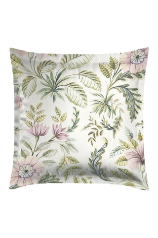 2 fundas de almohada de satén de algodón 80 hilos/cm² Fleurs de la fôret - Verde