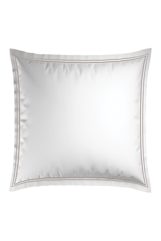 2 fundas de almohada de satén de algodón 80 hilos/cm² Paris - Blanco y topo