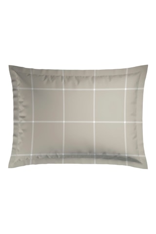 2 fundas de almohada de satén de algodón 80 hilos/cm² Amélia - Topo y blanco