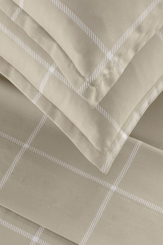 2 fundas de almohada de satén de algodón 80 hilos/cm² Amélia - Topo y blanco
