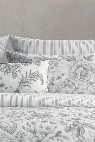 2 fundas de almohada de satén de algodón 80 hilos/cm² Fleurs esquissées - Gris