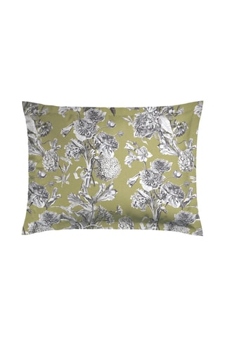 2 fundas de almohada de satén de algodón 79 hilos/cm² Jardin - Verde y gris