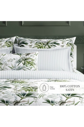 2 fundas de almohada de satén de algodón 79 hilos/cm² Jardin Botanique - Blanco