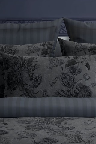 2 fundas de almohada de satén de algodón 79 hilos/cm² Jardin Botanique - Gris oscuro