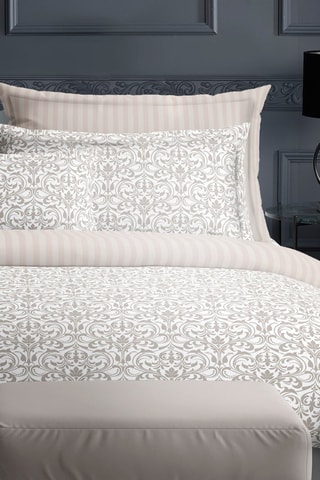 2 fundas de almohada de satén de algodón 80 hilos/cm²  Baroque - Topo