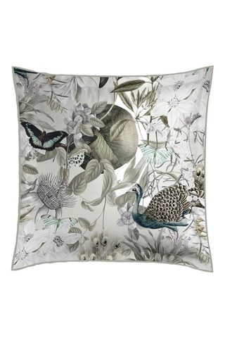 2 fundas de almohada de satén de algodón 80 hilos/cm² Jardin orné - Salvia y blanco