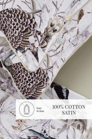 2 fundas de almohada de satén de algodón 80 hilos/cm² Jardin orné - Salvia y blanco
