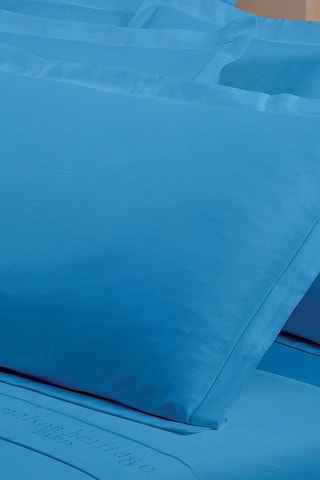 2 fundas de almohada de satén de algodón 80 hilos/cm² Uni - Azul