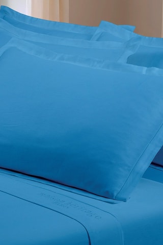 2 fundas de almohada de satén de algodón 80 hilos/cm² Uni - Azul