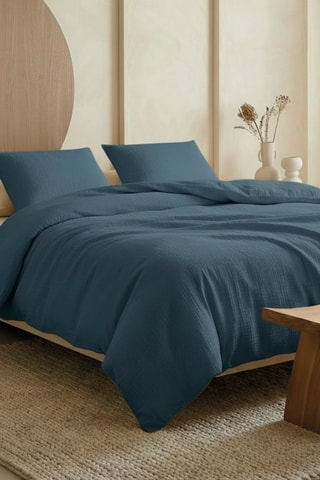 2 fundas de almohada de gasa de algodón 85 hilos/cm² - Azul