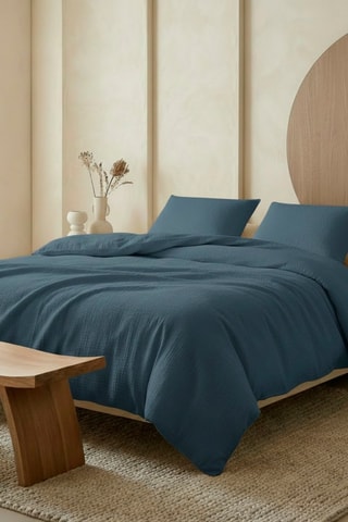 2 fundas de almohada de gasa de algodón 85 hilos/cm² - Azul