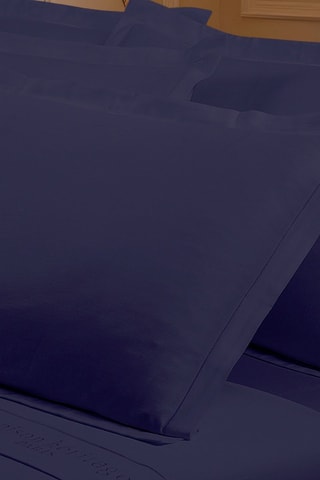2 fundas de almohada de satén de algodón 80 hilos/cm² Uni - Azul oscuro