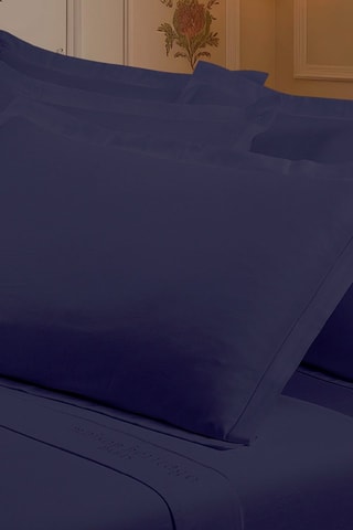 2 fundas de almohada de satén de algodón 80 hilos/cm² Uni - Azul oscuro