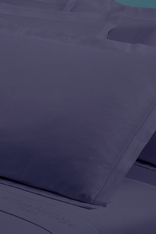 2 fundas de almohada de satén de algodón 80 hilos/cm² Uni - Azul marino