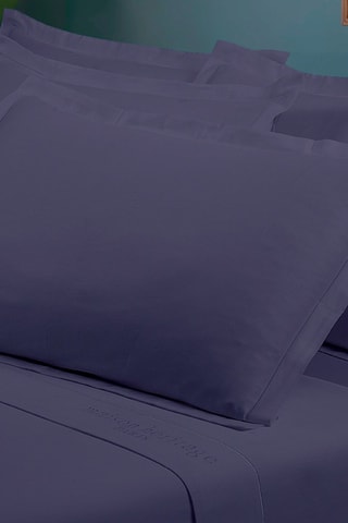2 fundas de almohada de satén de algodón 80 hilos/cm² Uni - Azul marino