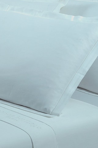 2 fundas de almohada de satén de algodón 80 hilos/cm² Uni - Celeste
