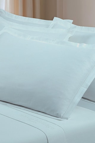 2 fundas de almohada de satén de algodón 80 hilos/cm² Uni - Celeste