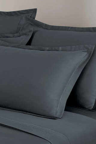 2 fundas de almohada de satén de algodón 80 hilos/cm² Uni - Gris oscuro