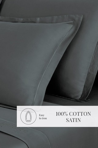 2 fundas de almohada de satén de algodón 80 hilos/cm² Uni - Gris oscuro