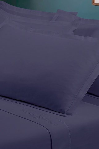2 fundas de almohada de satén de algodón 80 hilos/cm² Uni - Azul oscuro
