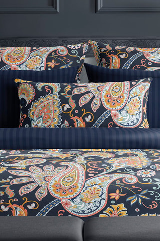 2 fundas de almohada de satén de algodón 80 hilos/cm² Indienne - Azul oscuro