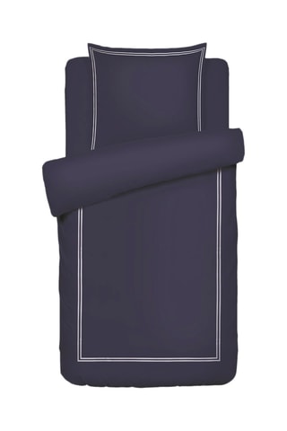 Juego de nórdico de satén de algodón 80 hilos/cm² Paris - Azul oscuro y blanco