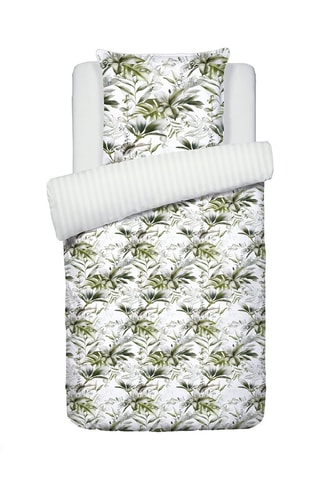 Juego de nórdico de satén de algodón 79 hilos/cm² Jardin exotique - Blanco