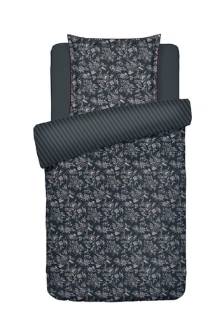 Juego de nórdico de satén de algodón 80 hilos/cm² Toile damassée - Gris y blanco