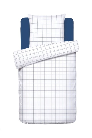 Juego de nórdico de satén de algodón 79 hilos/cm² Carreaux - Blanco