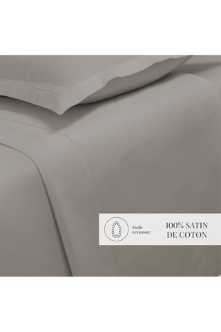 Sábana encimera de satén de algodón 80 hilos/cm² - Topo