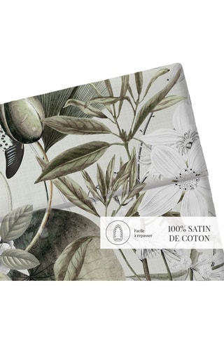 Sábana encimera de satén de algodón 80 hilos/cm² Jardin Orné - Verde