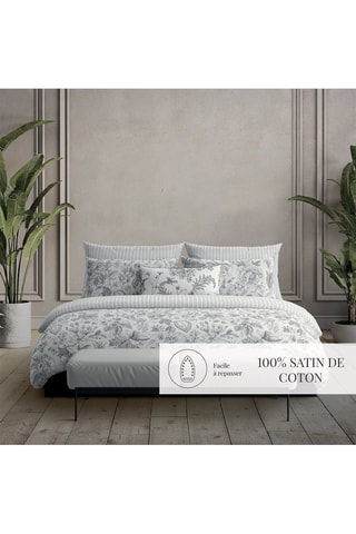Sábana encimera de satén de algodón 80 hilos/cm² Louisa - Gris