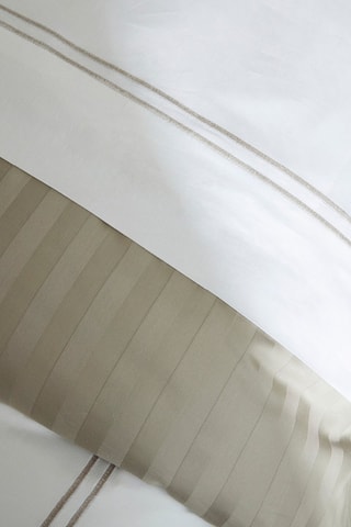 Sábana encimera de satén de algodón 80 hilos/cm² Paris - Blanco y topo