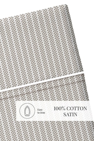 Sábana encimera de percal de algodón 80 hilos/cm² Dauphine - Topo y blanco