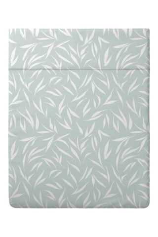 Sábana encimera de satén de algodón 80 hilos/cm² Olea europaea - Verde claro y blanco