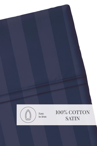 Sábana encimera de satén de algodón 80 hilos/cm² Dobby - Azul oscuro
